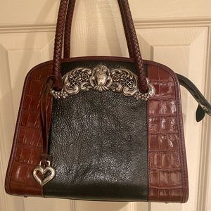 Like new Brighton handbag in black and brown and silver accents